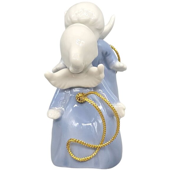 Vintage Kissing Angel Glazed Ornament Set Porcelain Figurine Original Box - Picture 3 of 11